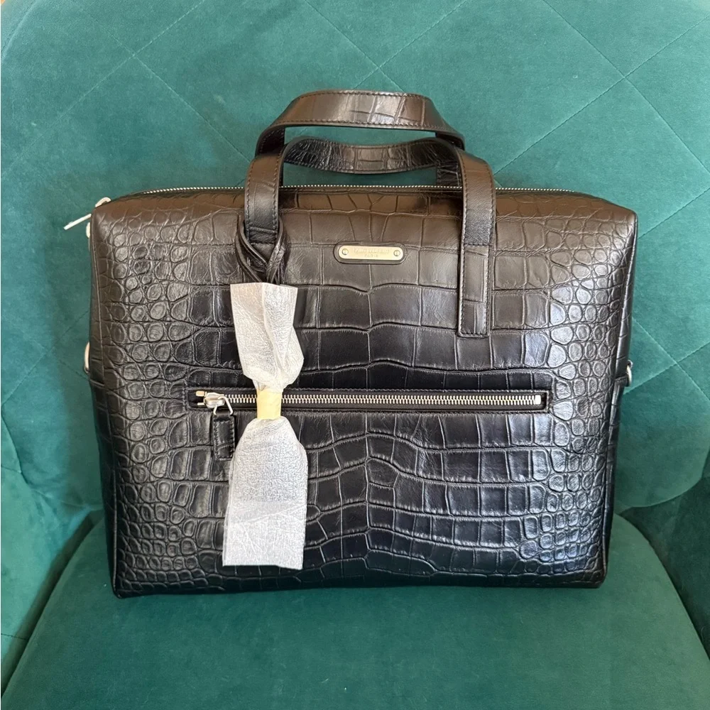 Saint Laurent (YSL)  Item: Embossed Leather Briefcase / Business Bag